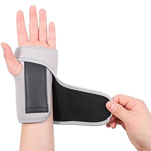 Opopark Wrist Support Brace, Adjustable Breathable Wrist Strap Reversible Wrist Brace Wrist Protectors for Carpal Tunnel Syndrome, Arthritis and Tendonitis (grey left)