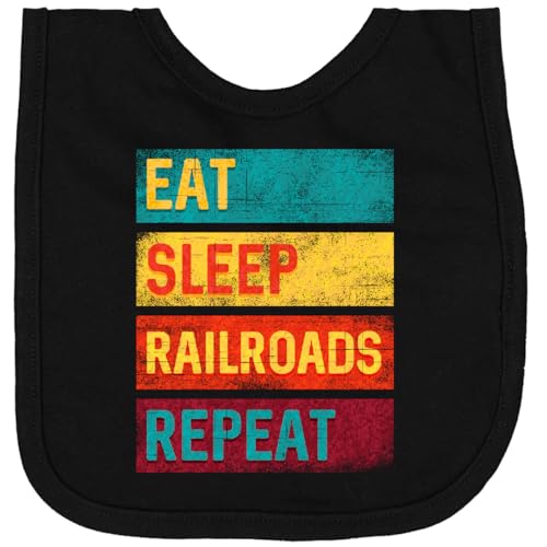 inktastic Railroading Train Lover Eat Sleep Railroads Repeat Newborn Bib