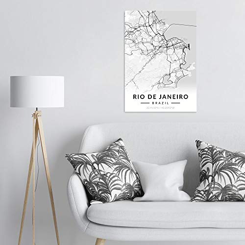 Maverton Metal Poster For Woman - Room Decoration For Man - Magnetic Poster For Couples - City Map - For Birthday - Street View - Modern Black And White Wall Art - Rio De Janeiro #TOP2