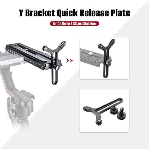 Soporte en forma de Y con doble rueda para lentes, sistema de soporte para marco de lentes con tornillo deslizante de 1/4 pulgada, compatible con DJI Ronin S y Ronin SC miniatura 2