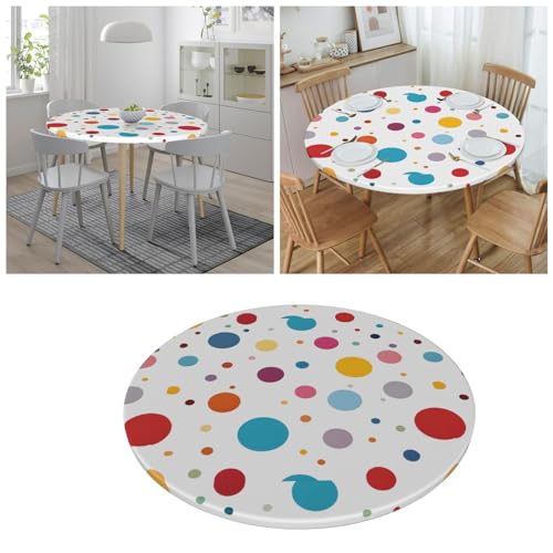 Nappe ronde ajustée en polyester de qualité à beau motif - 8
