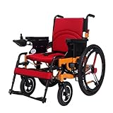 ZYXUXSJ Heavy Duty Electric Wheelchair, Foldable And Lightweight Powered Wheelchair, 360° Joystick, Seat Width 50Cm, Weight Capacity 120KG, Portable Travel Powerchair, 24V 20Ah,Red
