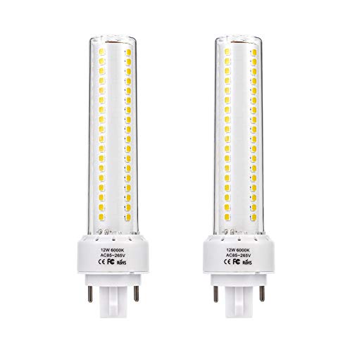 LEGELITE 2 Pack GX24 Led Bulbs 12W 1200Lumen 85-265V AC 6000K Cool White(Remove/Bypass Your Ballast)