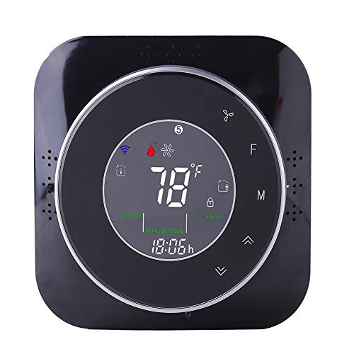 Qiumi Termostatos Smart Wifi para bomba de calor doméstica Termostato programable Compatible con Alexa Google Home controlador con luz negra de calentamiento y enfriamiento 24V requiere cable C
