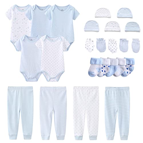Image of MAMIMAKA Newborn Layette Gift Set Bodysuits Pants for Baby Girl and Boy 24 Piece 100% Cotton Essentials and Accessories