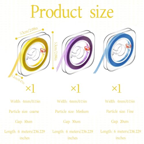3 Rollen Zahn Schleifpapier Für Zahnzwischenräume,Zahn Polierstreifen,Farbiges Zahnschleifpapier,Zur Reinigung der Zahnzwischenräume, Sicher, Langlebig und Einfach Anzuwenden (4mm X 6m)