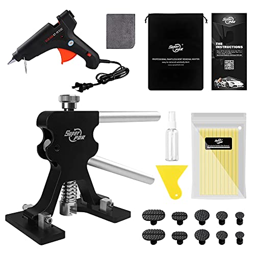 Super PDR Dent Puller Kit,Paintless Dent Repair Kit with Adjustable Black Dent Lifter for Car Dent Removal Minor Dent and Deep Dent Removal Tool