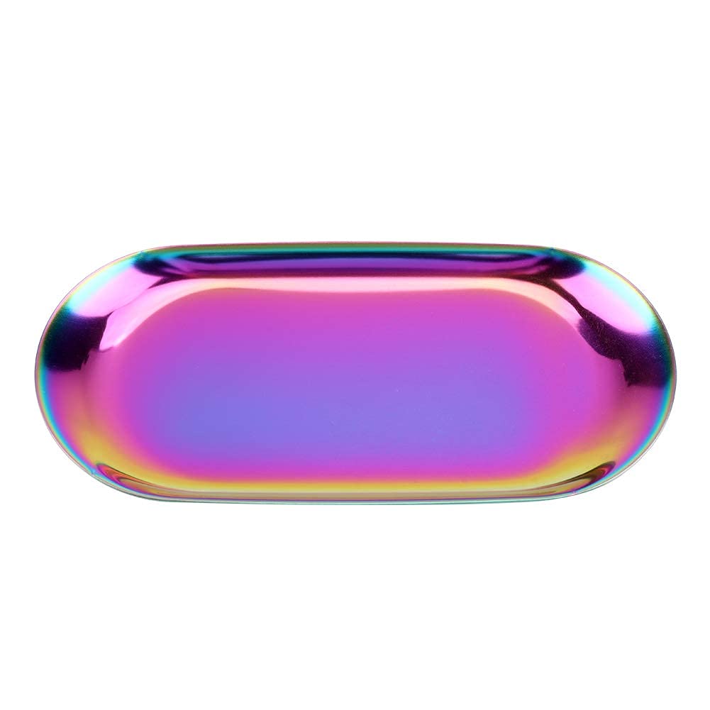 Plateaux de rangement en acier inoxydable pour organiser cosmétiques et bijoux salle de bain