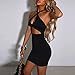 SHESEEWORLD Women's Sexy Club Sleeveless Halter Neck Ruched Bodycon Mini Party Dress Clubwear Black