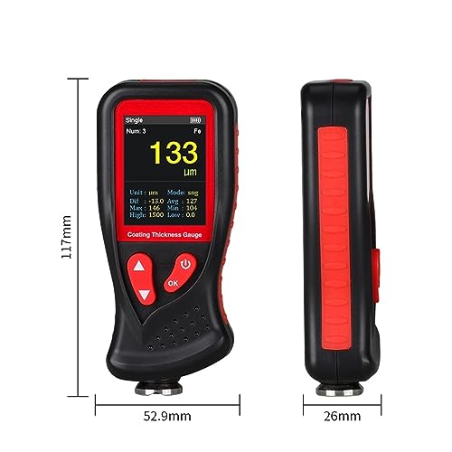 Medidor de grosor de pintura digital para carro, rango 0-1300um, pantalla LCD recargable miniatura 2