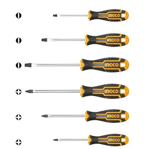 INGCO Screwdriver Set, 6 pcs tool kit, Screw driver tool set kit, for DIY Household Repair, CR-V Round Blade Material