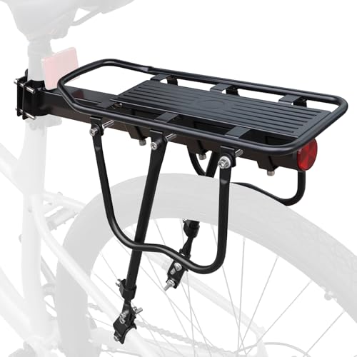 Adjustable Bike Rear Rack - Universal Carrier with Reflector, Fits