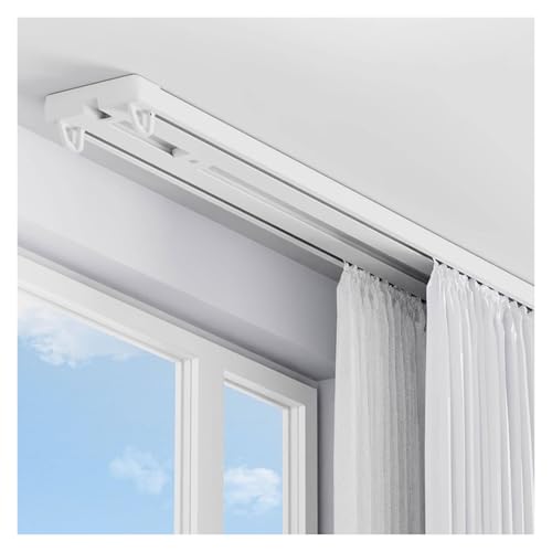 Binari Tende Heavy Duty Scorrevoli A Soffitto, Doppio Binario Per Tende Invisibili, Binario Tenda Alluminio Scorrevole Bastone, Scorritenda, Per Finestre, Divisorio(White2,1.3m/4.3ft)