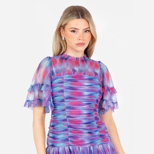 Robe mini col haut silhouette sublimée en tulle extensible pour morphologie variée - 3
