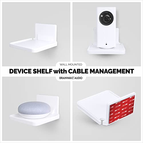 Image of Brainwavz Screwless Wall Mount Shelf for Security Cameras, Baby Monitors, Speakers & More, Universal Holder, Strong Adheasive, No Mess (White)