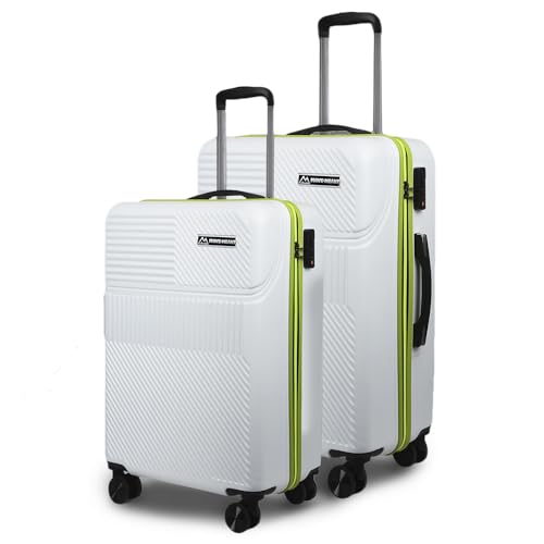 Image of Move-Meant VOYAGEWARE Small Cabin & Medium Check-in Suitcase | 55 Cm & 66 Cm | 360 Degree 8 Wheels Number Lock Polycarbonate Off White Trolley Bag | Luggage for Travel - Pack of 2