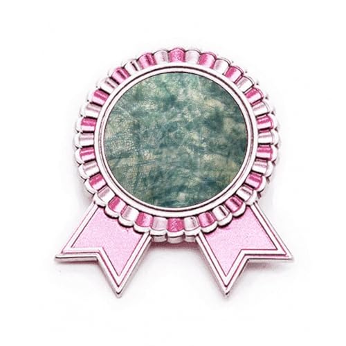 Broche en cuir bleu de créateur texturée sur monture en métal noble