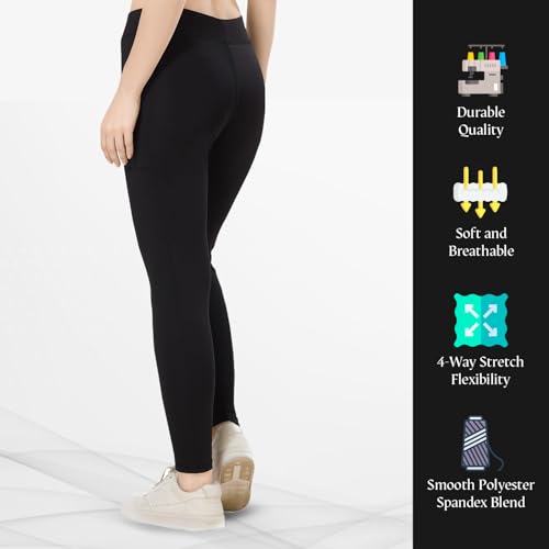 Image of TRASA Active Yoga Pants for Womens Gym High Waist with 3 Pockets, Tummy Control, Workout Pants 4 Way Stretch Yoga Leggings, Sizes - M,L,XL,2XL,3XL