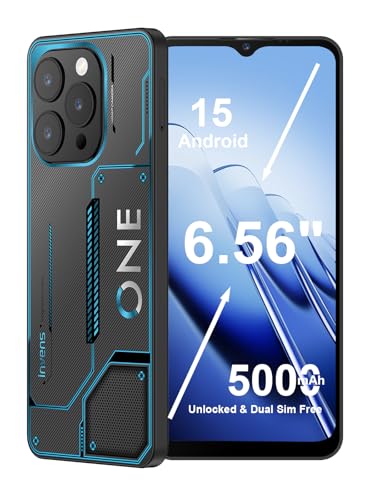 invens Note 12P Téléphone Portable Pas Cher, Écran 6.56" HD+, Caméra 48MP+8MP, Batterie 5000mAh, 16GB RAM 128GB ROM, Android 15 Smartphone débloqués, Double SIM + TF, Face ID/Empreinte, Bleu Cyber