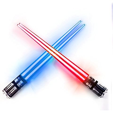 Lightsaber Chopsticks Light Up, Star Wars Chopsticks Light Up, Mini Lightsaber, Fun Chop, Cool Chopsticks, Light Saber Chopsticks, Led Chopsticks, 2 PAIRS, Blue Red (Glossy Tips) Cover