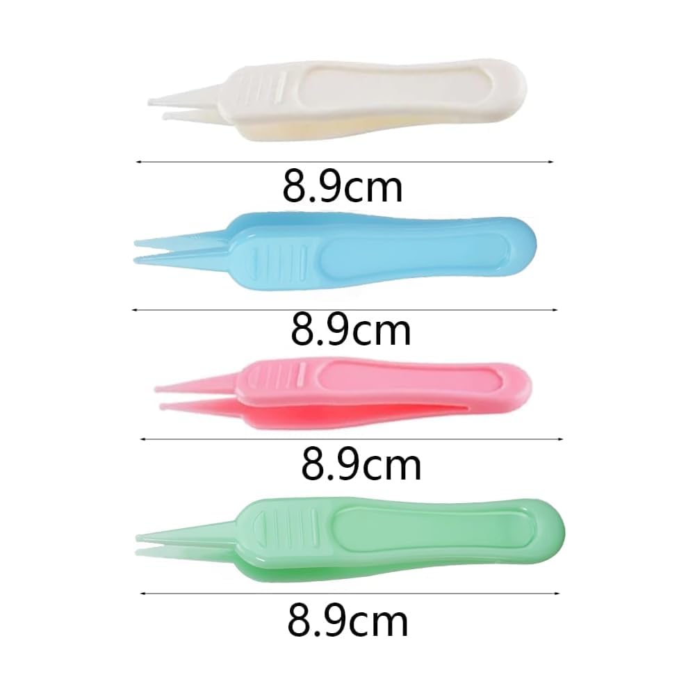 Pinzette per Naso, 4 Pezzi Naso Pinzette, Pinzette per la Cura, Pinzette di Plastica a Testa Rotonda, per la Pulizia Nasale