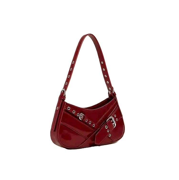 Women Stylish Handbag PU Material Elegant Self Design Large Capacity Purse for Daily Use Maroon-image-1
