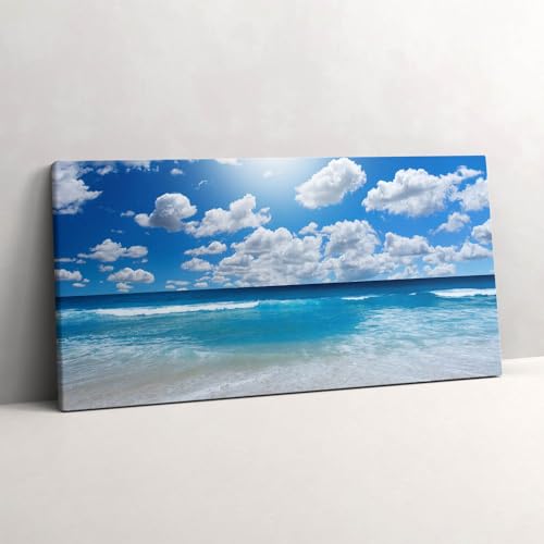 Peinture murale toile mer Wallfluent Tableau 140x70cm grand format
