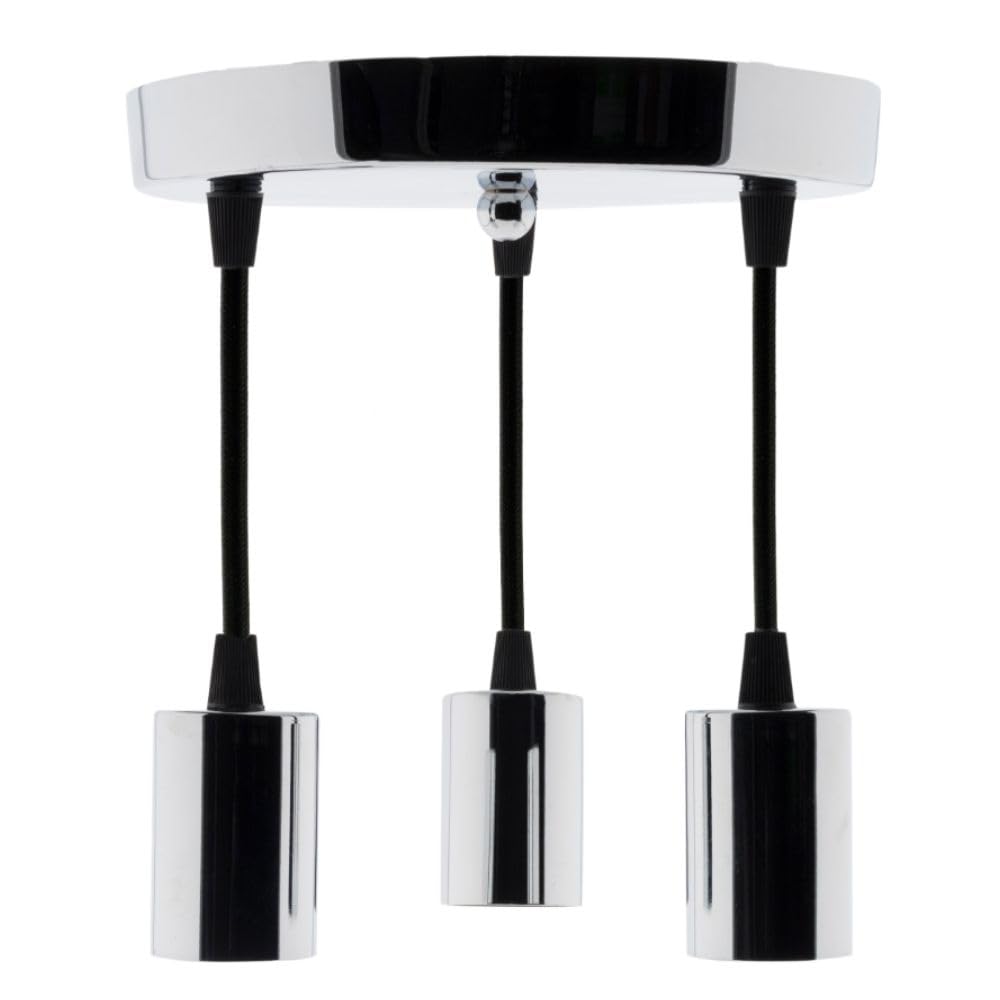 Kit de suspension triple déco métal chromé Zenitech luminaire plafond moderne