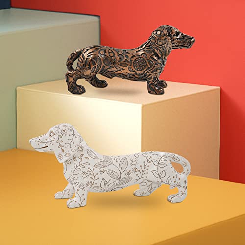 Figurine de teckel en polyrésine blanche de 28 cm, statuette design aux finitions soignées - 7