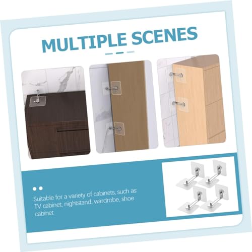 Image of 4 PCS Adhesive Furniture Wall Anchors No Drill, Anti Tip Furniture Straps Kit for Baby Proofing, Secure Bookcase Dresser Shelf Cabinet to Wall for Child Safety - Removable, No Screw