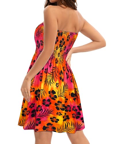 Image of elescat Summer Dresses for Women 2026 Strapless Casual Beach Cover Ups Tube Top Sundress