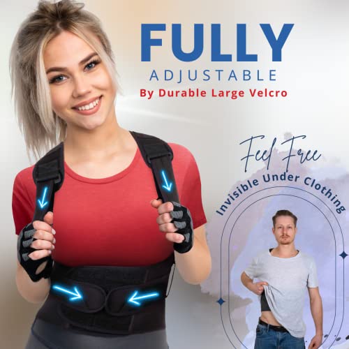 TK Care Pro. Full Back Brace Posture Corrector for men - back straightener posture corrector - Adjustable Support Brace - Improve Posture (Black, Medium) - Thumbnail 5