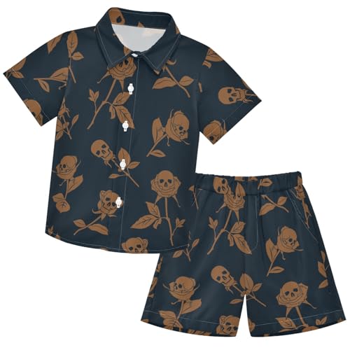 Image of visesunny Boy's 2 Pieces Shirt and Short Set Casual Shirts Short Sleeve Beach Shorts Summer Outfits for 3-10 Years Kids