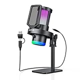 BOYA G30 USB Gaming Mikrofon für PC/PS4&5, Unterstützt 192/96/48 kHz, 24/16-bit, RGB, Geräuschunterdrückung, Mute, Gain, Monitoring, Pop-Filter, Kondensatormikrofon für Podcasting, Streaming