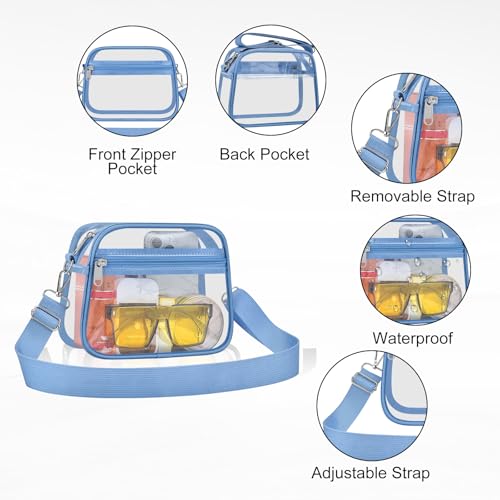 Image of Clear Bag for Stadium Events Clear Sports Fan Handbags Purses with Adjustbale Strap for Concerts Festivals Game Day