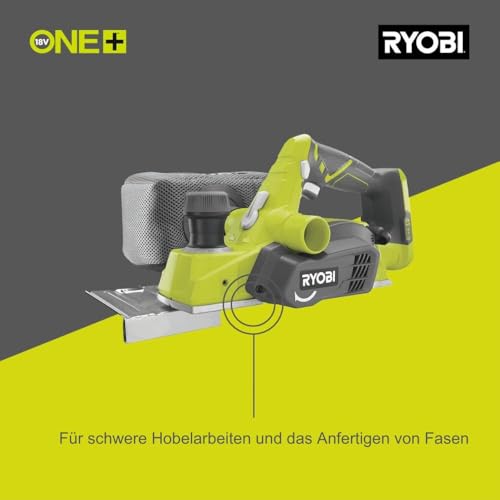 RYOBI 18 V ONE+ Akku-Hobel R18PL-0 (Hobelbreite 82 mm, mit Absaugsystem, mit 2 m-Hobel-Wendemesser, 200 W, ohne Akku und Ladegerät)