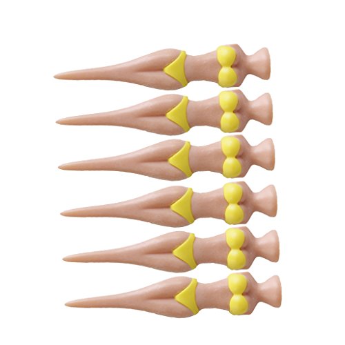 6pcs Novelty Yellow Bikini Lady Girl Golf Tees Divot Tools Joke Stag Party Funny