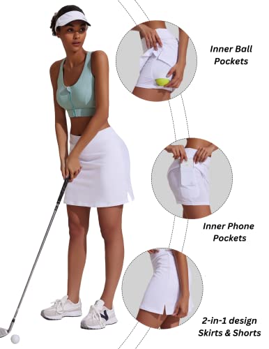 Image of Ekouaer Women's Athletic Skorts Lightweight Golf Skirts Inner Shorts Pocket Tennis Running Workout Sports Skorts