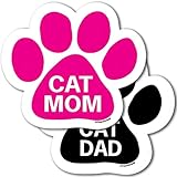 Magnet Me Up Cat Mom & Cat Dad Combo Pack 5-Inch Paw Print Bumper Magnet & Decal Set Full-Color, Weatherproof, Car, Fridge & Locker Safe Durable, Fade-Resistant, Made in USA
