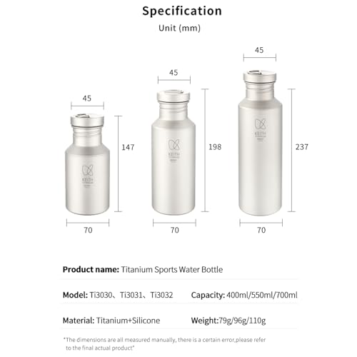 Botella de Agua Titanium Keith Ligera Boca Ancha para Camping y Escalada 400 ml Ti3030 miniatura 7