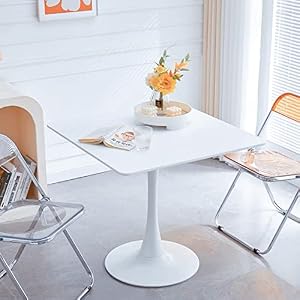 ダイニングテーブル 四角テーブル サイトテーブル エレガント リビングテーブル 60/70/80cm*高さ73cm 傷・汚れ・水分・熱に強い天板 パソコン デスク カフェテーブル (60cm/MDF天板, ホワイト)