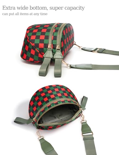 Image of FEIBOON Spacious Checkered Nylon Crossbody Bag Bum Bag Handbags Wallets for Women