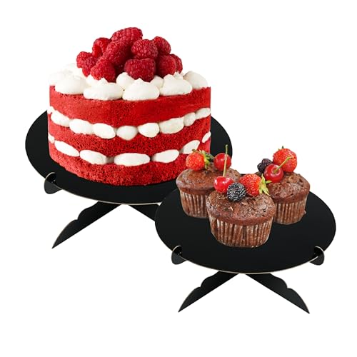 ROSYJUNE 12 inch One Tier Cardboard Cake Stand,Black Cupcake Stand for Birthday Wedding DIY Dessert Decoration - Thumbnail 5