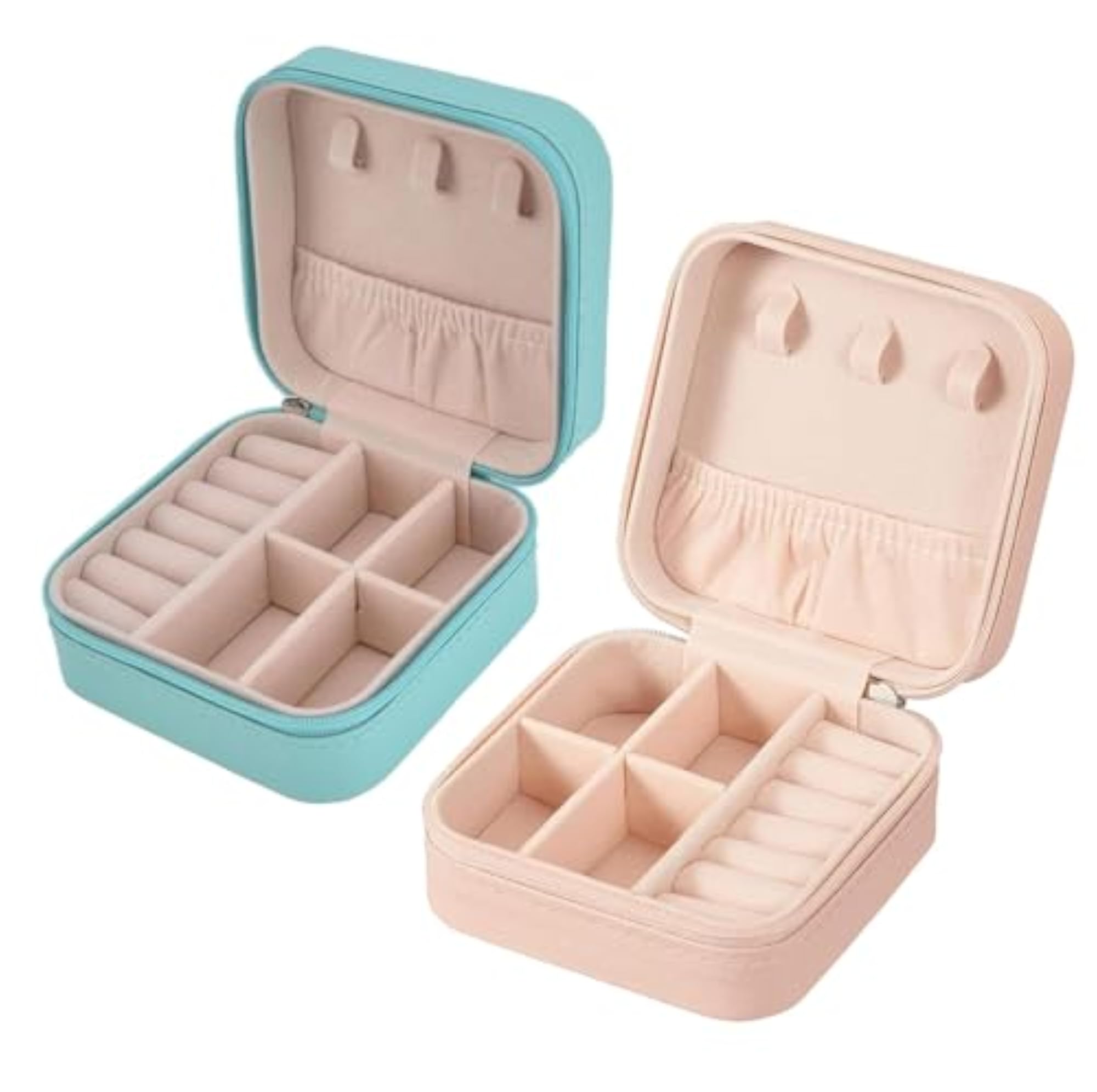 2pc PU Leather Zipper Jewellery Organiser Set, Portable Gift