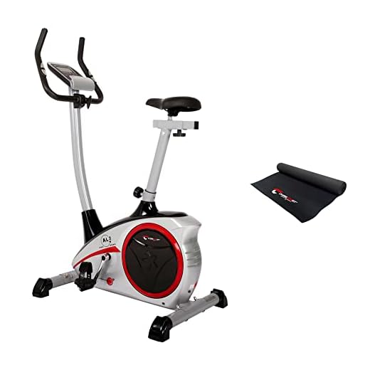 Christopeit Heimtrainer Fahrrad Ergometer AL 2, bis 150kg, 24 Widerstandsstufen, 9kg Magnet-Bremssystem, leise, Handpulssensoren, Tablet-Halterung, inkl. Bodenschutzmatte, silber