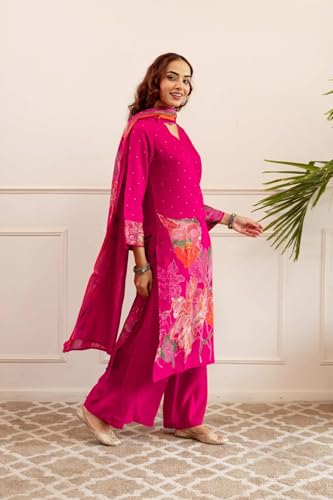 Image of ANNI Designer Women's Reyon Kurta Set | 3 Piece Ethnic Suit Set with Pant & Dupatta | Festive for Women | Cotton Kurta Sets for Woman | Festival Ethnic Dress | Suit Set for Womens