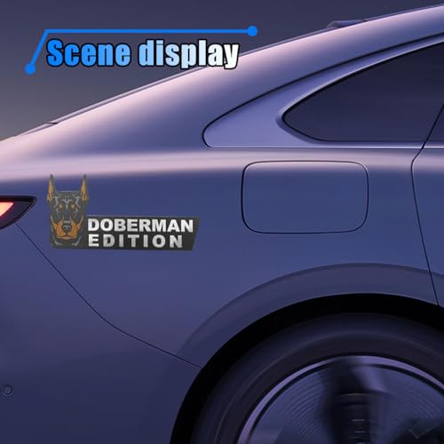 Image of Dog Edition Badge for Car, 3D Laser Cutting Animal Car Emblem, Funny Cute Dog Badge Car Decals Sticker, Acrylic Bumper Sticker Auto Exterior Decoration Emblem for Car Truck (Doberman Pinscher)