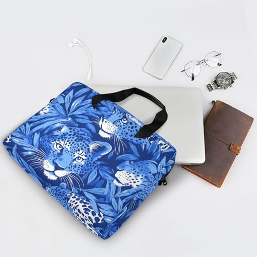 Bolso maletín para laptop crossbody 15.6" azul leopardo miniatura 7