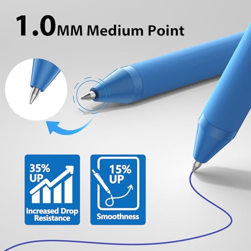 JIMMIDDA 52 Pack Blue Ink Pens, 1.0mm Retractable Ballpoint Pens Bulk — view 2