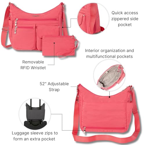 Image of Baggallini womens Everywhere Bagg Crossbody Women 11x9 Lightweight Nylon Hobo Water-resistant Travel Bag W /Rfid